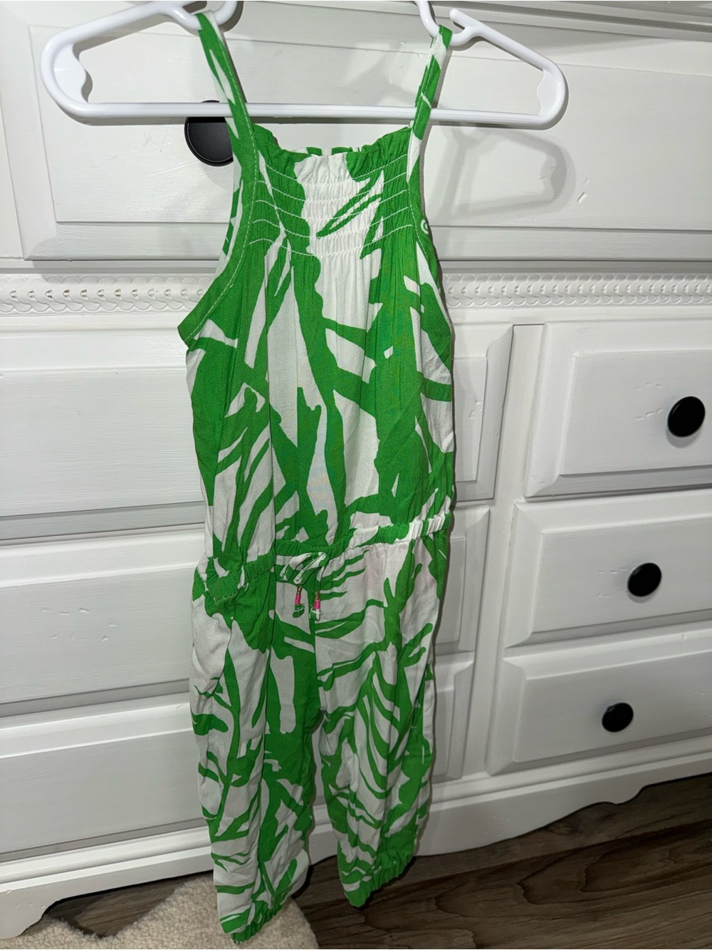 Infant Lilly Pulitzer Green and White Tropical Print Jumpsuit 12M
